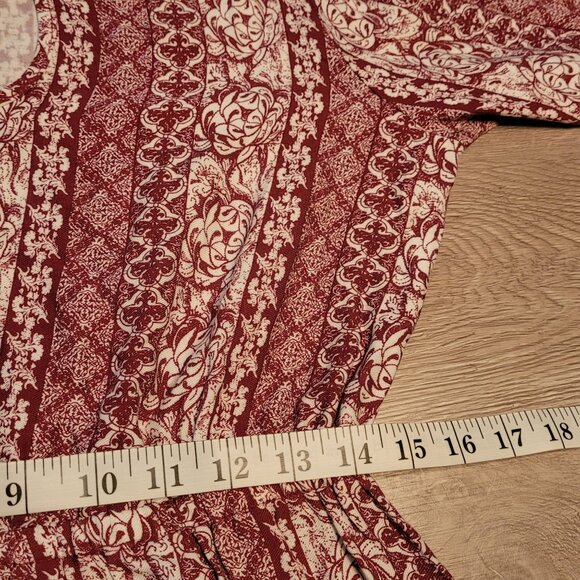 Pink Rose Floral Boho Shift Dress Size M Tie Sleeves Stretch Waist Country Girl - Picture 8 of 13